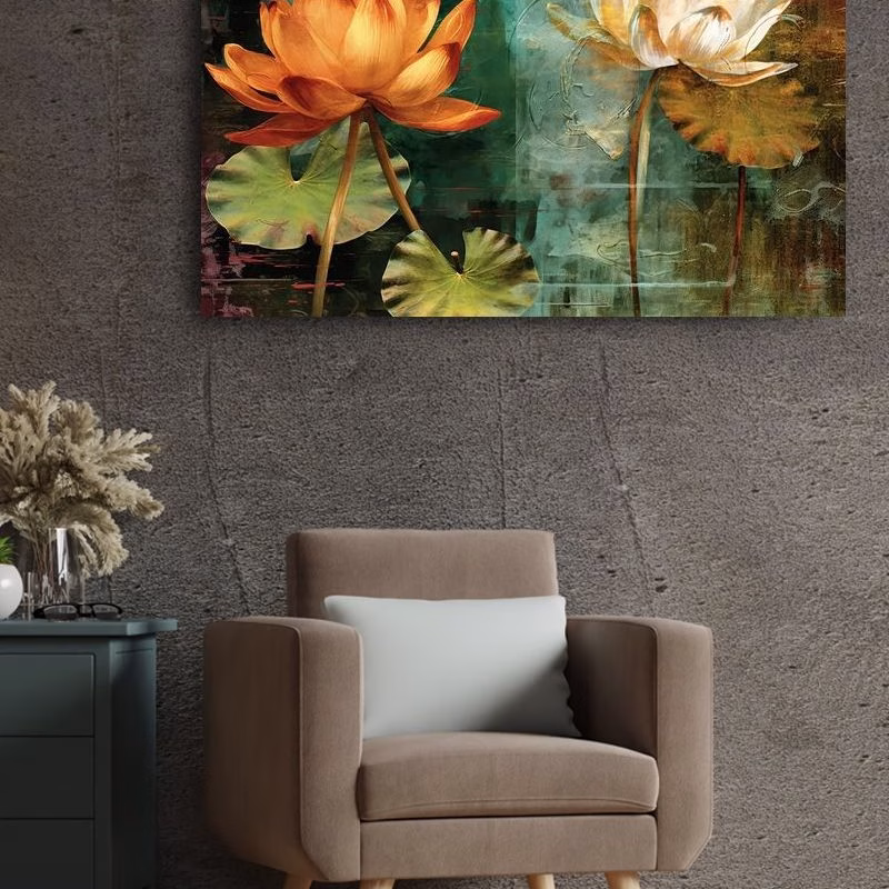 Tablou Floral, Lotus Auriu - imagine 4